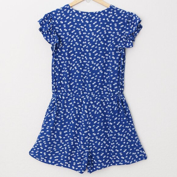 Rails Chloe Cobalt Floating Daisies Romper S Flutter Sleeves Blue Revolve $178 - Picture 7 of 16